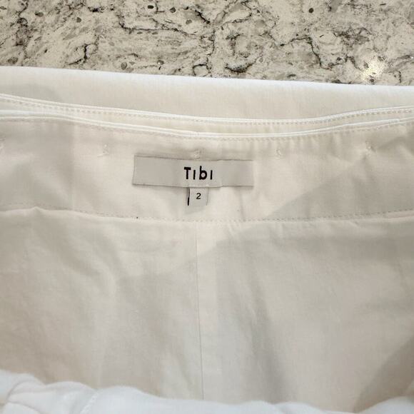 Tibi Shorts Women’s Size 2 White Cotton Tie High Waist - Picture 11 of 14